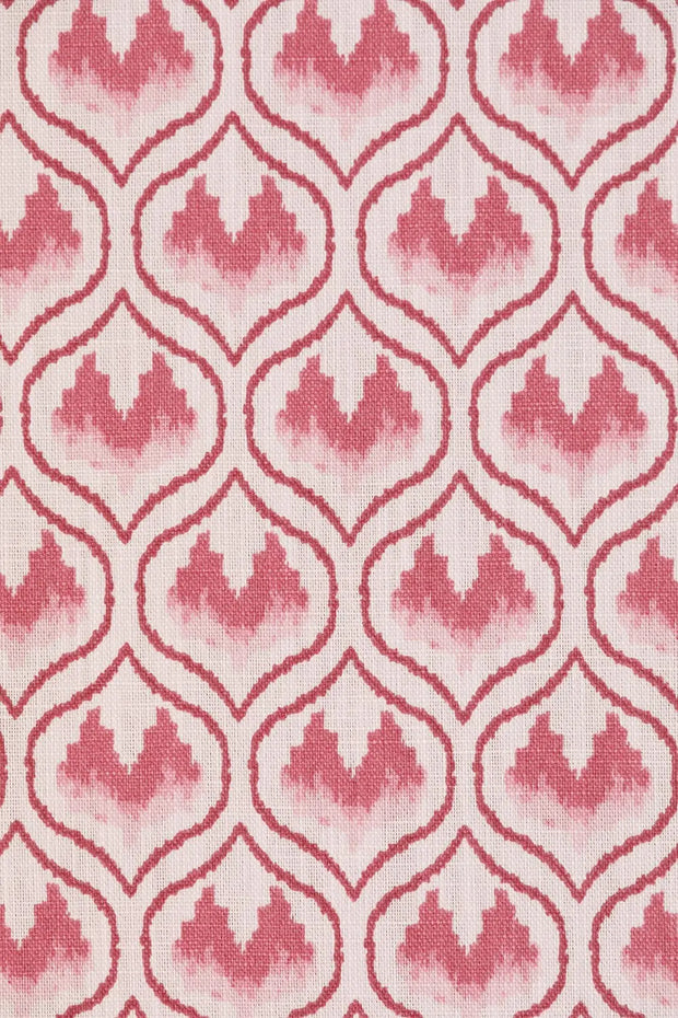 Oxblood Ikat Heart Fabric – Cotton Linen, 140cm, 2.25"x3.6" Repeat