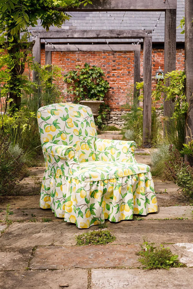 Cream Capri Lemons Fabric – Linen Cotton, 140cm, 18"x18" Repeat