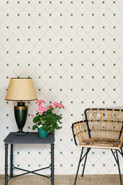 Green Wallpaper – Diamond Trellis | 10m Nonwoven Roll