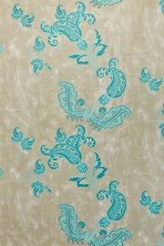 Turquoise on Old Grey - Paisley Fabric - Linen Cotton Print | Supply Showroom