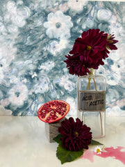 Slate Blue Friends & Anemones Wallpaper – Sold by Yard | 6–8 Week Lead