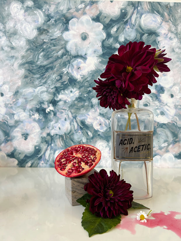 Slate Blue Friends & Anemones Wallpaper – Sold by Yard | 6–8 Week Lead