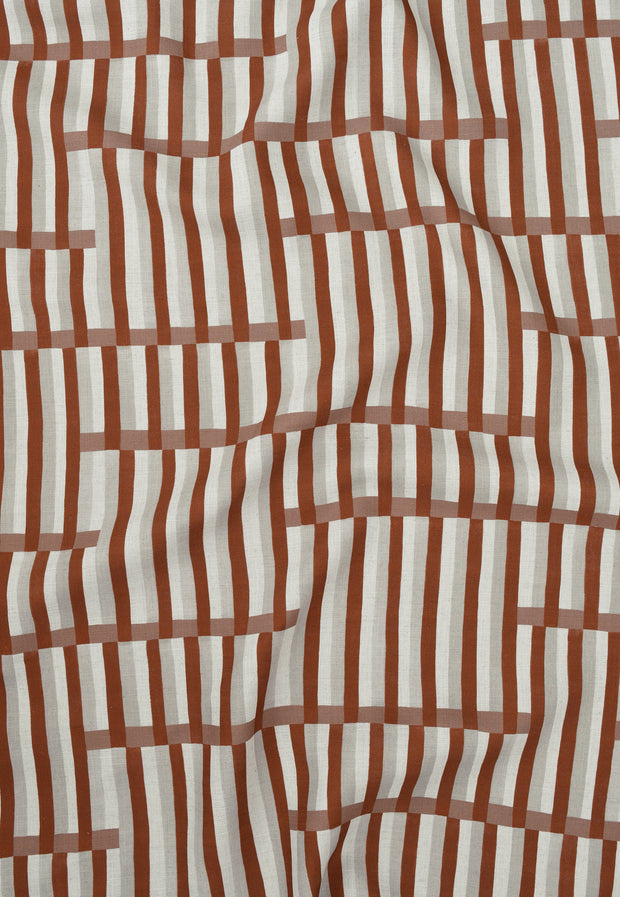 Brick Anni Stripe Fabric – Oatmeal Linen Blend, 136cm Wide | Supply Showroom