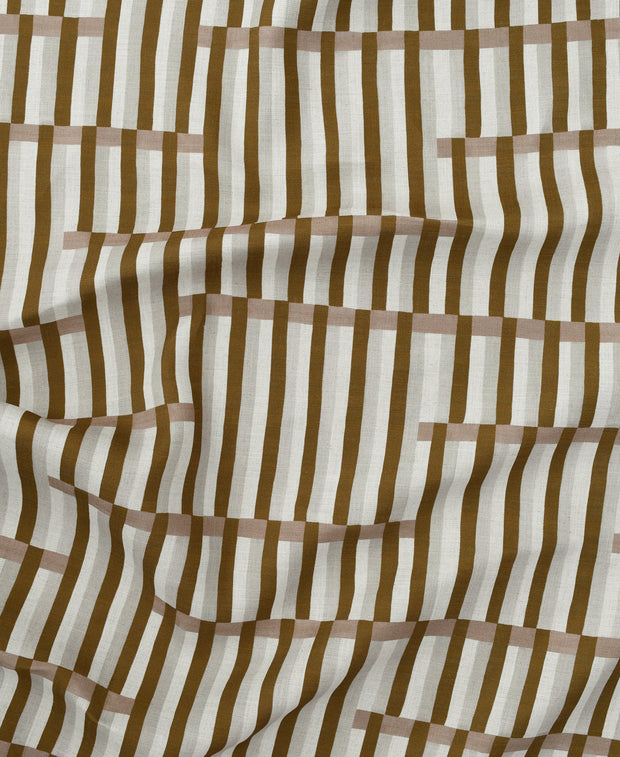 Sienna Anni Stripe Fabric – Oatmeal Linen Blend, 136cm Wide | Supply Showroom