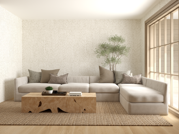 Tan Lines Garden Party Wallpaper – 9' & 12' Panels, Clay Coated