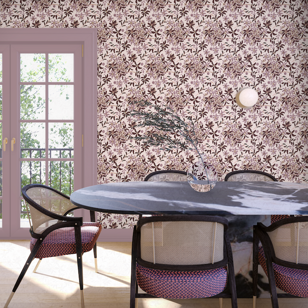 Daisy Chain Mauve Wallpaper – Elegant Floral Double Roll