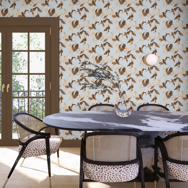 Oak Leaf Chocolate Wallpaper – Nature Inspired Double Roll