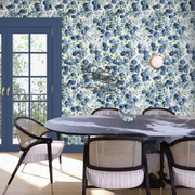 Peony Parade Soft Blue Wallpaper – Luxury Floral Non-Woven Wall Décor