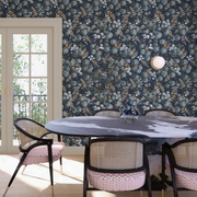 Peony Parade Navy Wallpaper – Elegant Floral Double Roll