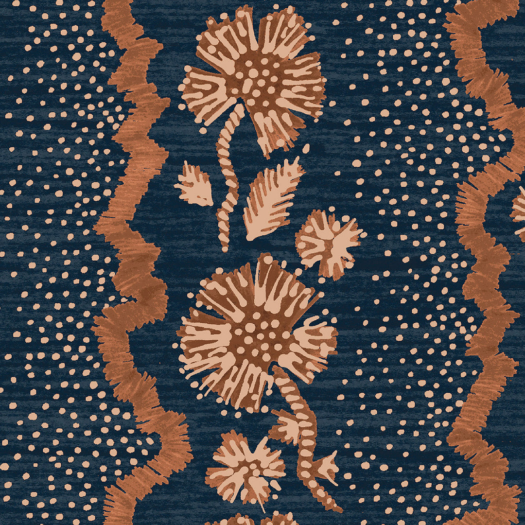 Navy Andrews Floral Wallpaper – Designer Panel Wallcovering