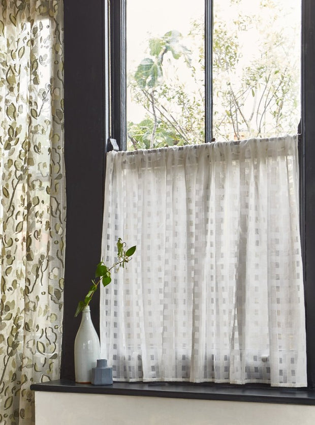 Ivory Fabric - Anni Check Sheer | Sheer Cotton Madras | Supply Showroom