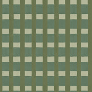 A section of wallpaper with a geometric checkered pattern in shades of green and dark green - Dark Olive Wallpaper | Arty Check, Eco Non Woven, 52cm Trimmed, 10m Roll