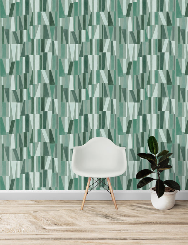 Green Wallpaper – Athos | 5 Yard Clay-Coated Roll, 27" Wide
