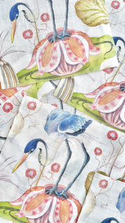 Multi - Fancy Flock Fabric - 100% Oyster Linen Print | Supply Showroom
