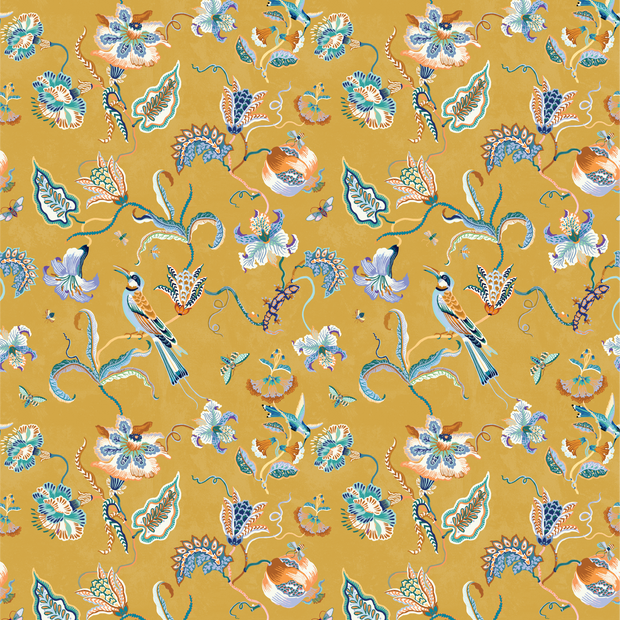 Naples Yellow & Violet Fabric - Bee Eater | Linen-Cotton Blend | Supply Showroom
