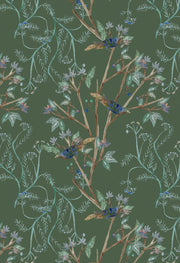 Olive Grasscloth Wallpaper – Birds | Natural Grasscloth by the Yard