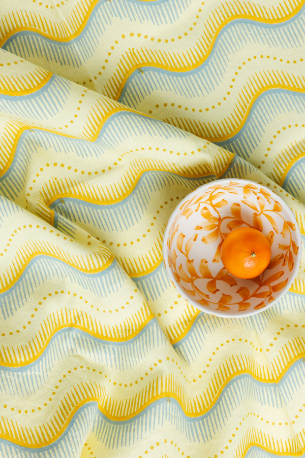 Lemon - Little Zipper Fabric - Hand Block Printed Linen Cotton | Supply Showroom