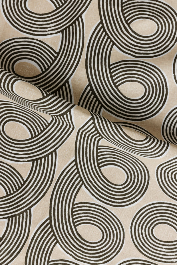 Licorice - Loops Fabric - Screen Printed 100% Linen | Supply Showroom