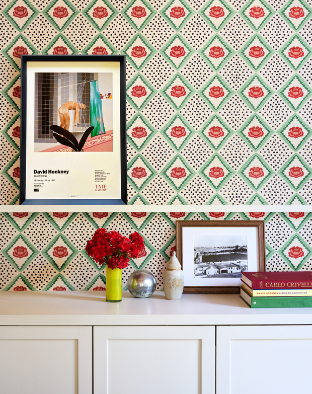 Cream + Red Peony Wallpaper – Non Woven Fibre | By Yard