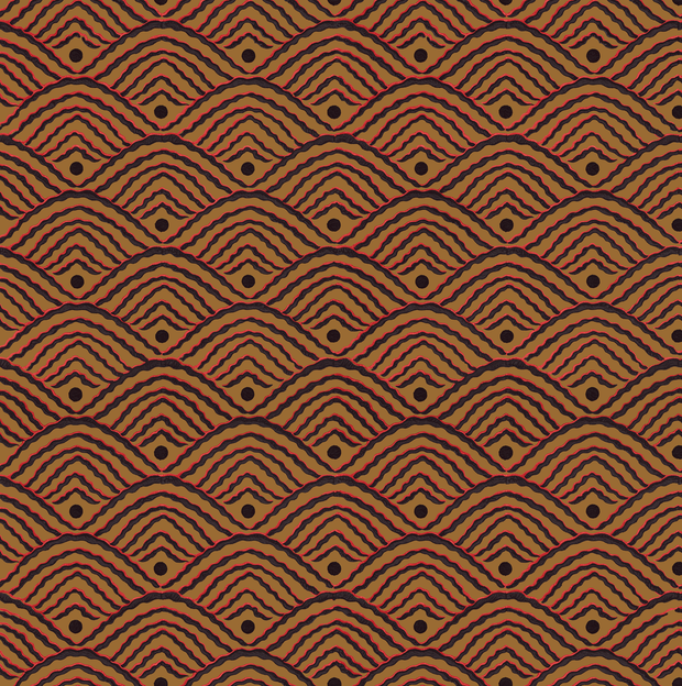 A wallpaper with a geometric pattern featuring a combination of black, brown, and red colors - Russet Valley Dot Wallpaper – Non Woven Fibre | By Yard