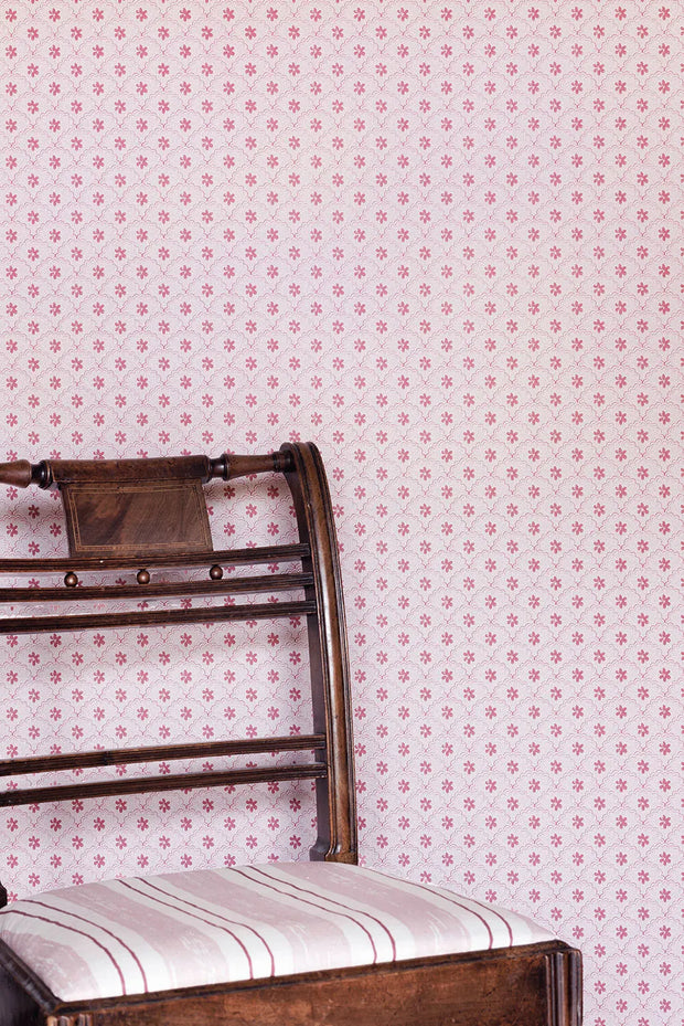 Pink/Red Daisy Scallops Wallpaper – 10m Roll, Nonwoven, 52cm Width