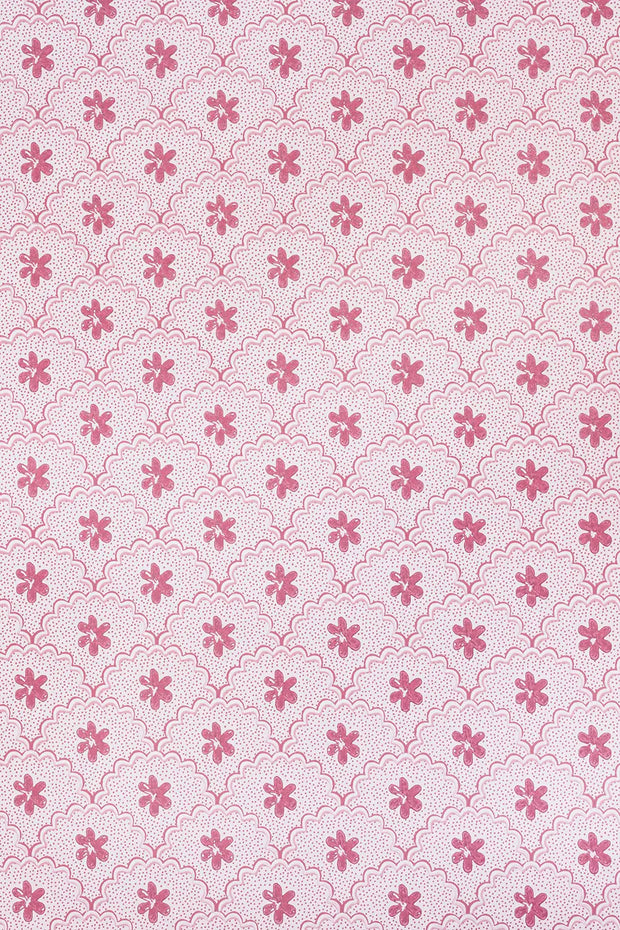 Pink/Red Daisy Scallops Wallpaper – 10m Roll, Nonwoven, 52cm Width