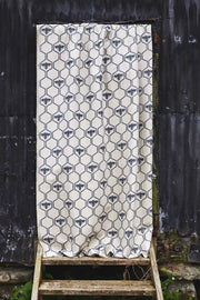 Charcoal Honey Bees Fabric – Linen Cotton, 140cm, 18"x25.2" Repeat