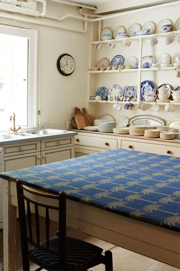 Midnight Blue - Marrakech Palm Fabric - Linen Cotton Print | Supply Showroom