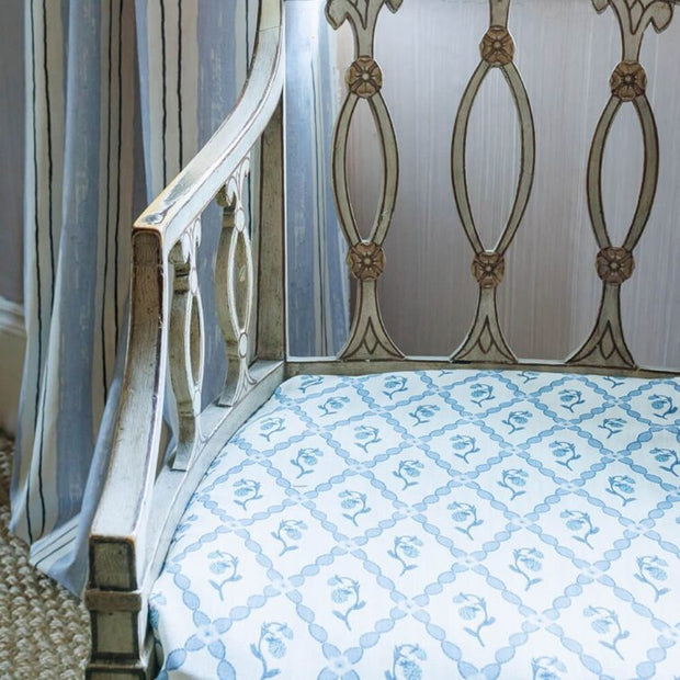 China Blue Wild Strawberry Trellis Fabric – Cotton-Linen | Supply Showroom