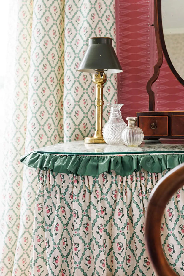 Vintage Cream Wild Strawberry Trellis Fabric – Cotton-Linen | Supply Showroom