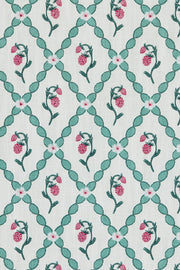 Vintage Cream Wild Strawberry Trellis Fabric – Cotton-Linen | Supply Showroom