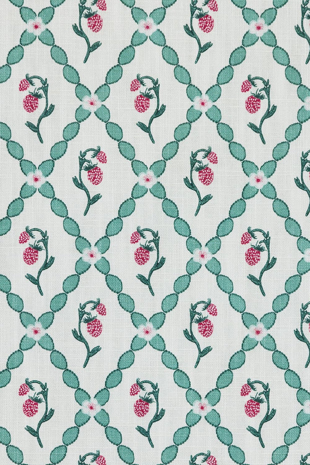 Vintage Cream Wild Strawberry Trellis Fabric – Cotton-Linen | Supply Showroom