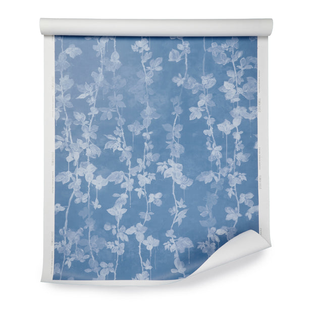 Beau Blue Blackberry Brambles Wallpaper – Yard, 54" Width, 62.5" Repeat