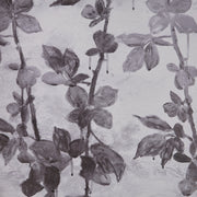 A close-up view of a black and white floral wallpaper with a pattern of brambles and leaves - Black & White Blackberry Brambles Wallpaper – Yard, 54" Width, 62.5" Repeat