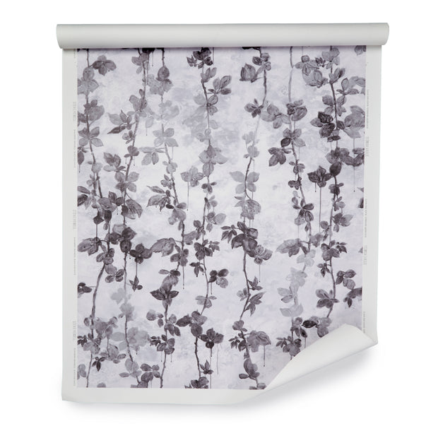 Black & White Blackberry Brambles Wallpaper – Yard, 54" Width, 62.5" Repeat