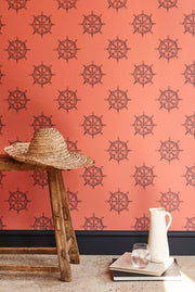 Mallorca Orange Boat Wheel Wallpaper – Eco Non Woven