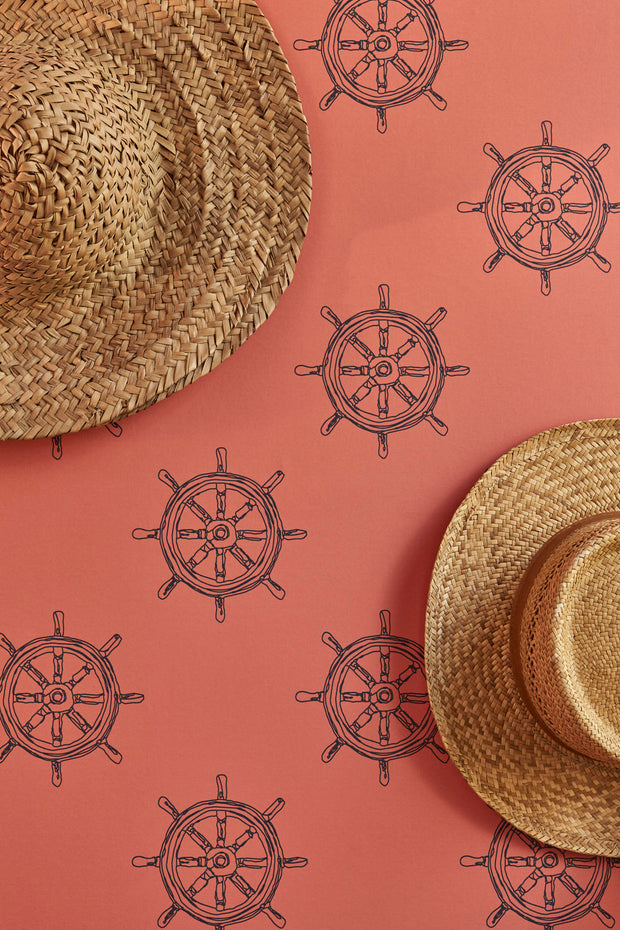 Mallorca Orange Boat Wheel Wallpaper – Eco Non Woven