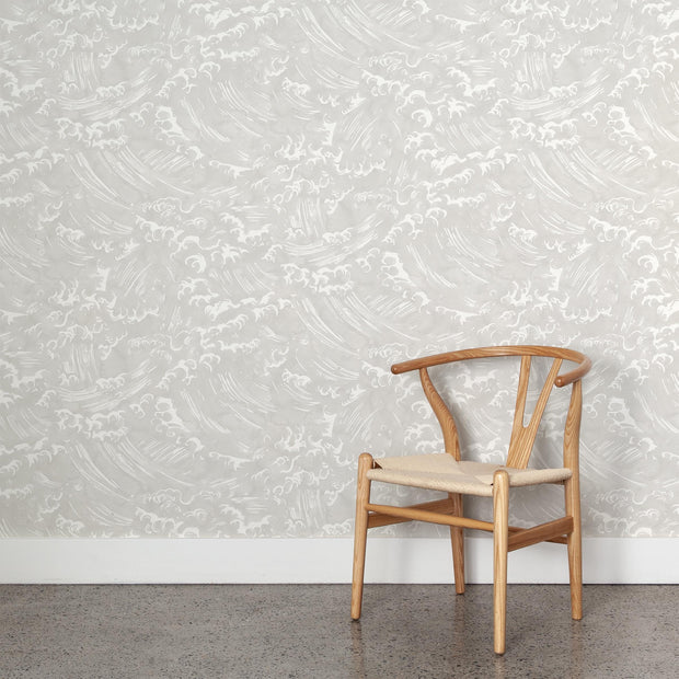 Silver – Tempest Wallpaper | 28" Trimmed Width | Half-Drop Match