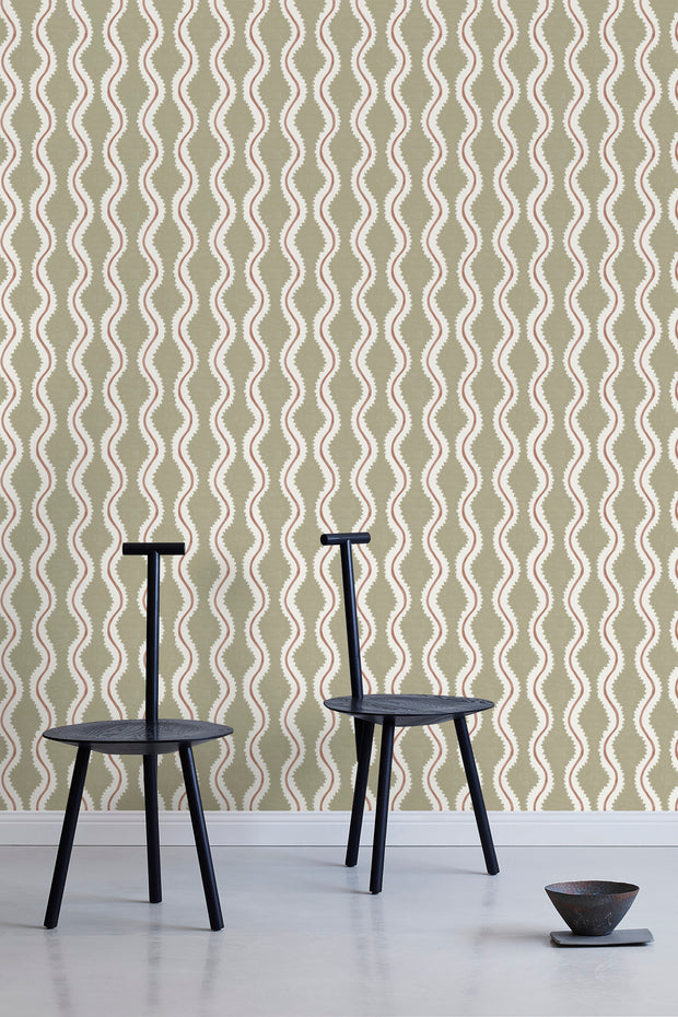 Coco Wallpaper in Dusk Green | 28" Width, Sold by Yard, 2–4 Weeks