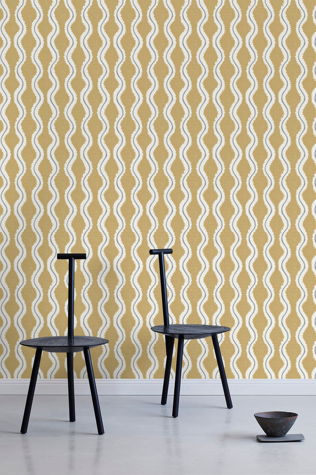 Coco Wallpaper in Golden | 28" Width, Sold by Yard, 2–4 Weeks