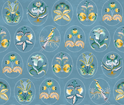 Curio Cameo Wallpaper – French Blue & Yellow | Sarah Gordon Designer WP