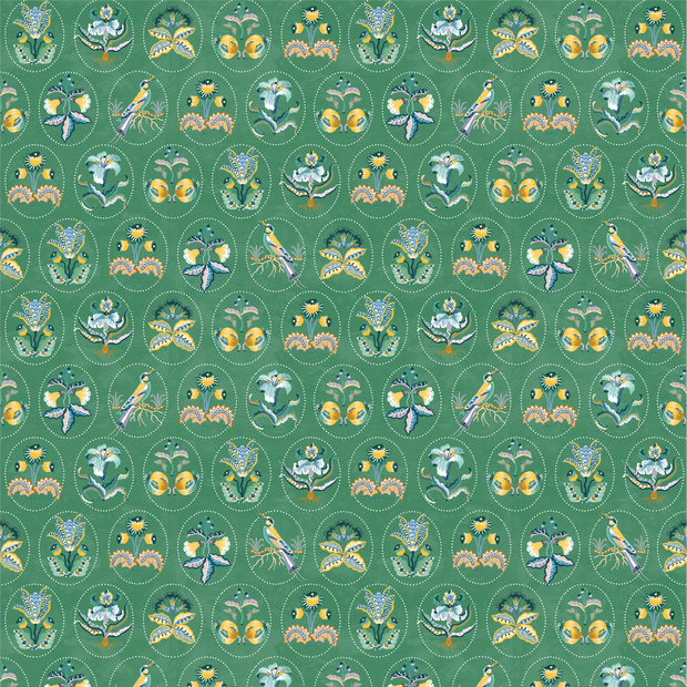 Jade & Yellow Fabric - Curio Cameo | Linen-Cotton Blend | Supply Showroom