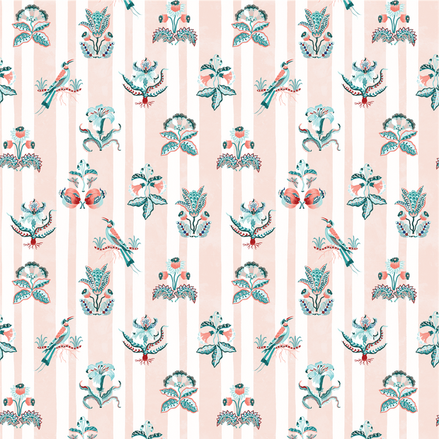 Sarah Gordon Curio Stripe Fabric - Pink Clay & Teal | Linen-Cotton Blend | Supply Showroom