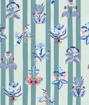 Duck Egg & Navy Curio Stripe Wallpaper – Modern Designer Wallcovering