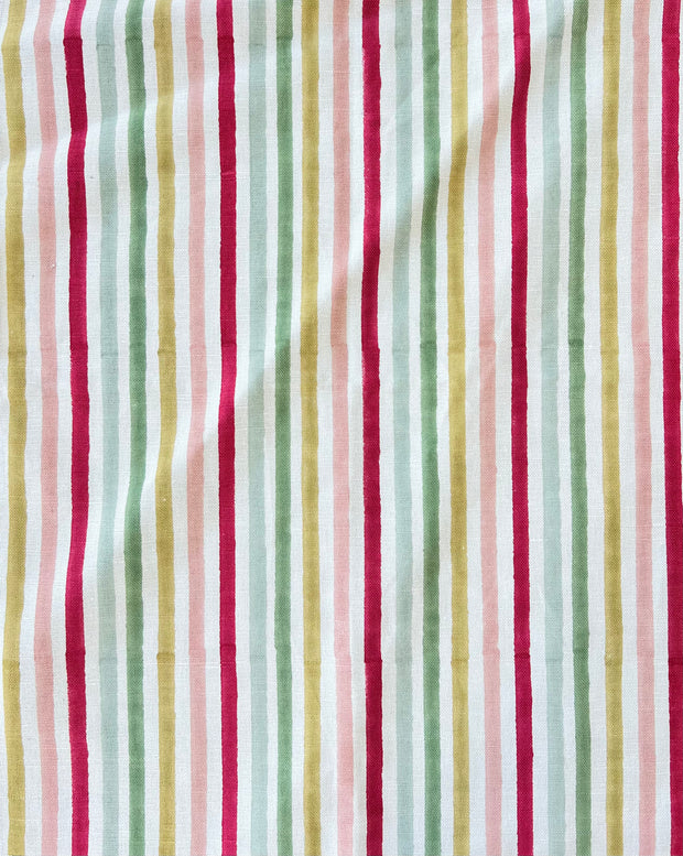 Multi-Color Carnival on Ivory Candy Stripe Fabric – Cotton-Linen | Supply Showroom