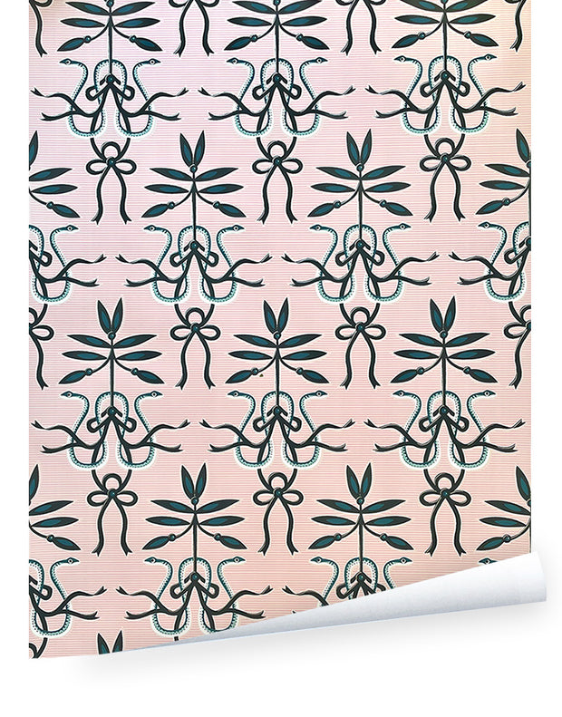 Charm Emily Spinach Wallpaper – 27" Roll, Straight Match, Elegant Design
