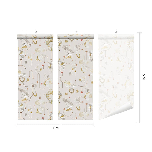 Roll of wallpaper with a pattern on a white background