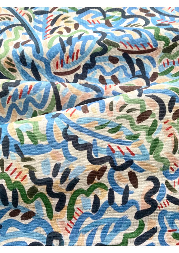 Shop One Colorway fabric - Roxanne at Supply Showroom. A blend of 50% linen, 40% cotton, and 10% nylon, 142cm wide with a 52cm x 66.52cm repeat. Sold by the yard. Lead time: 4-6 weeks.