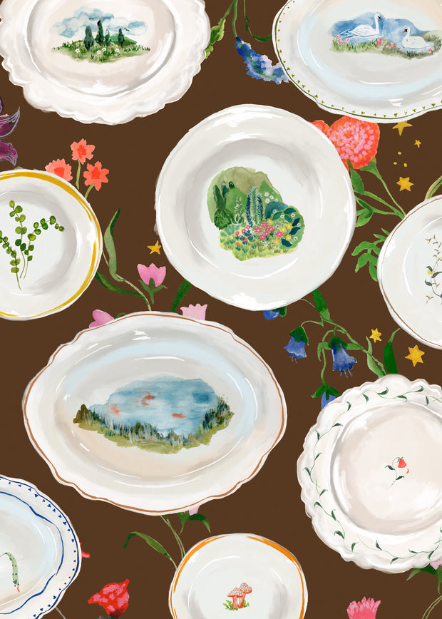 Cocoa Tablescape Wallpaper – Laura Chautin Artist Series Wallcovering