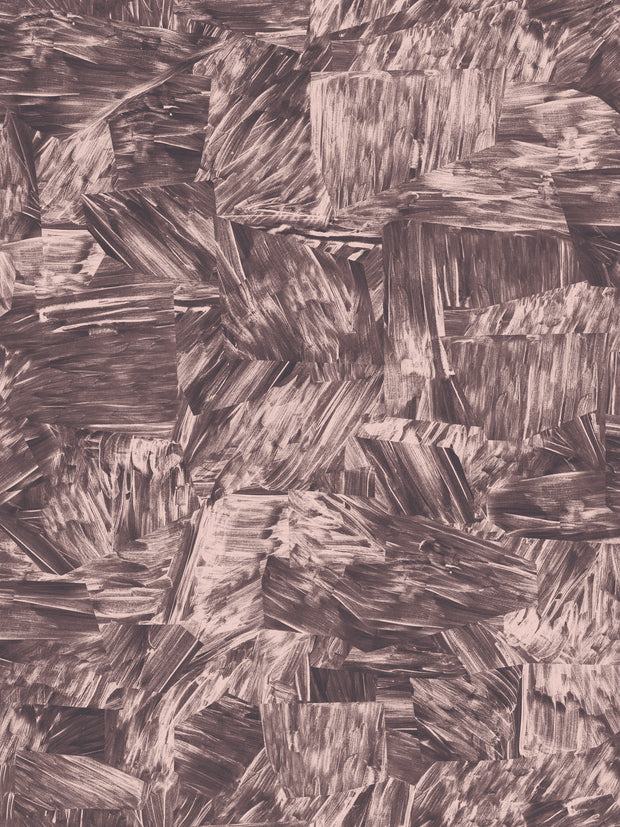 A close-up view of a textured wallpaper with a mottled pattern of pink, purple, and white hues - Morus Wallpaper – Baptiste | 10 Yard Roll, Half Drop, Clay Coat